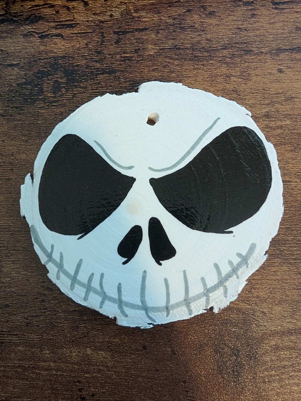 Hand Crafted Christmas Ornament Jack Skellington Wood Slice Hand Painted